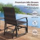 Patio gliding chair in premium mix brown PE rattan with curved armrests, ideal for outdoor relaxation by the poolside.