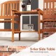 2-tier side table in solid wood with natural grain, offering extra storage space for outdoor patio furniture set.