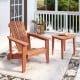 Solid wood Adirondack chair with high backrest and wide armrests, perfect for outdoor patio relaxation.