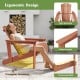 Solid wood Adirondack chair with high backrest and wide armrests, featuring ergonomic design for outdoor comfort.