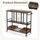 3-tier bar cart on wheels in rustic brown with glass racks, bottle holders, and storage boxes for versatile home use.