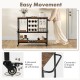 3-tier bar cart on wheels in rustic brown with glass racks, bottle holders, and a convenient U-shaped handle for easy.