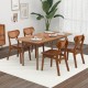 Wooden dining chair set featuring breathable mesh cane backrest and walnut finish, perfect for rustic farmhouse decor.