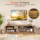 Farmhouse TV stand with 4-door cabinet, adjustable shelves, and wide tabletop for TVs up to 75 inches, featuring PE.