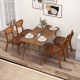 Wooden dining chair set featuring a breathable mesh cane backrest and walnut finish, perfect for rustic farmhouse decor.