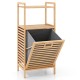 Bamboo tilt-out laundry hamper with removable basket and two shelves, ideal for bathrooms and laundry rooms.
