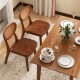 Wooden dining chair set of 2 with walnut finish and breathable cane backrest, perfect for rustic farmhouse decor.