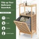 Bamboo tilt-out laundry hamper with removable basket and shelves, perfect for organizing bathroom essentials.