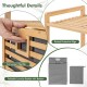 Bamboo tilt-out laundry hamper with foldable basket, convenient handle, and raised protective edge for easy access.