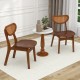Wooden dining chair set of 2 with walnut finish and breathable mesh cane backrest, perfect for rustic home decor.