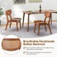 Wooden dining chair set of 2 with breathable rattan backrest in walnut finish, perfect for rustic farmhouse decor.