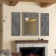 Farmhouse-style dark gray paulownia wood window shutters set of 2, wall-mounted for decorative window accents.