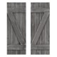 Dark gray farmhouse-style window shutters set of 2, handcrafted from durable paulownia wood for charming decor.