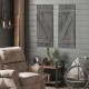 Dark gray farmhouse-style window shutters set of 2, handcrafted from durable paulownia wood, perfect for wall.