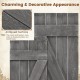 Dark gray farmhouse window shutters set of 2, handcrafted paulownia wood with antiqued surfaces for decorative appeal.