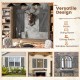 Set of 2 dark gray farmhouse window shutters made of durable paulownia wood, ideal for porch or living room decoration.