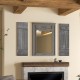 Farmhouse-style dark gray paulownia wood window shutters set of 2, wall-mounted for decorative window enhancement.