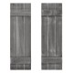 Set of 2 dark gray farmhouse window shutters made from durable paulownia wood, ideal for home decoration.