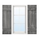 Dark gray farmhouse-style window shutters set of 2, handcrafted from durable paulownia wood, perfect for window.