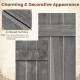 Handcrafted dark gray farmhouse window shutters set of 2, featuring unique antiqued surfaces for decorative appeal.