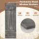 Dark gray farmhouse Paulownia wood window shutter, handcrafted, durable, ideal for porch or living room decoration.