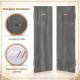 Dark gray farmhouse window shutters set of 2, handcrafted paulownia wood with hanging hardware for wall mounting.