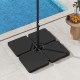 Patio offset umbrella base with four HDPE plates, featuring easy-fill spouts for stability at poolside or garden.