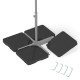 Patio offset umbrella base with four HDPE plates, easy-fill spouts, and metal hooks for stability and convenient.