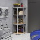 4-tier corner shelving unit with adjustable shelves, sturdy galvanized metal frame, ideal for garage storage solutions.