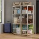 4-tier corner shelving unit with adjustable shelves, sturdy metal frame, ideal for garage or pantry storage.
