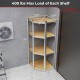 4-tier corner shelving unit showcasing dimensions and sturdy design, perfect for maximizing garage or warehouse storage.