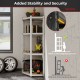4-tier corner shelving unit with adjustable shelves and anti-toppling devices, ideal for garage and warehouse storage.