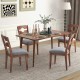 Set of 2 gray fabric upholstered dining chairs with padded seats and natural rubber wood frames for rustic farmhouse.