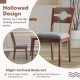 Dining chair with a padded seat and hollowed backrest, featuring a natural rubber wood frame for rustic farmhouse style.
