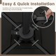 Patio offset umbrella base showing easy installation with 4 plates secured by metal hooks for enhanced stability.