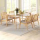 Mid-century modern accent chairs set of 2 with breathable rattan back and natural rubber wood frame for stylish comfort.