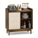 Rattan buffet sideboard with sliding door and adjustable shelves, perfect for dining room or kitchen storage.
