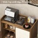 Wide top of the walnut rattan buffet sideboard with edge protection, ideal for placing appliances and decor.