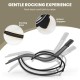 Curved base and bottom stoppers of the gray outdoor rocking lounge chair ensure a smooth and stable rocking experience.