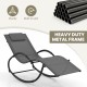 Gray outdoor rocking lounge chair with removable headrest, featuring a sturdy metal frame and ergonomic design for.