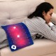Weighted electric heating pad in blue with massagers, providing soothing heat and vibration for muscle relief.