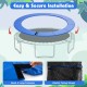 Blue 16 feet trampoline safety pad with fixing straps, featuring anti-tear surface and easy hook and loop installation.