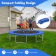 Blue 16 feet trampoline safety pad with fixing straps, featuring anti-tear surface and foldable design for easy storage.