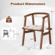 Product dimensions of a solid rubber wood dining chair with wrap-around armrest, walnut finish, supports 340 lbs.