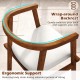 Solid rubber wood dining chair with wrap-around armrest, ergonomic support, and breathable fabric for comfort.