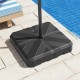 Weighted offset umbrella base with cross bracket, designed for stability and easy movement, suitable for umbrellas up.