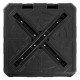 Weighted offset umbrella base with cross bracket, fillable design, and cut-out handles for easy portability and.