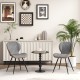 Set of 2 gray armless dining chairs with curved backrest and X-shaped metal frame, perfect for modern accent decor.