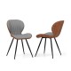 Set of 2 armless dining chairs with curved backrest in gray, featuring a sturdy metal frame for durability and comfort.