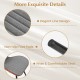 Curved backrest and wide seat of gray armless dining chair, featuring elegant line design and non-slip foot pads.